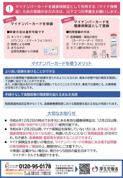 厚生労働省・マイナ保険証チラシ裏