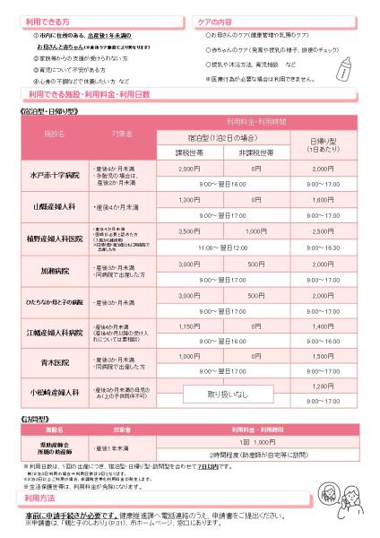 産後ケア裏