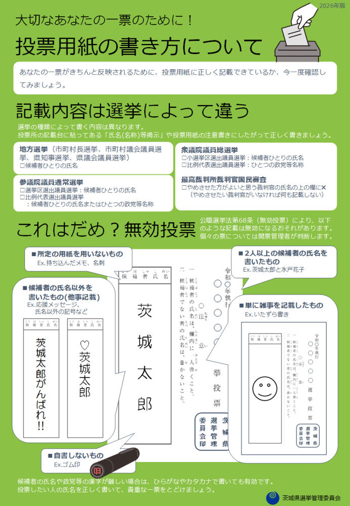 投票用紙の書き方について(チラシ)