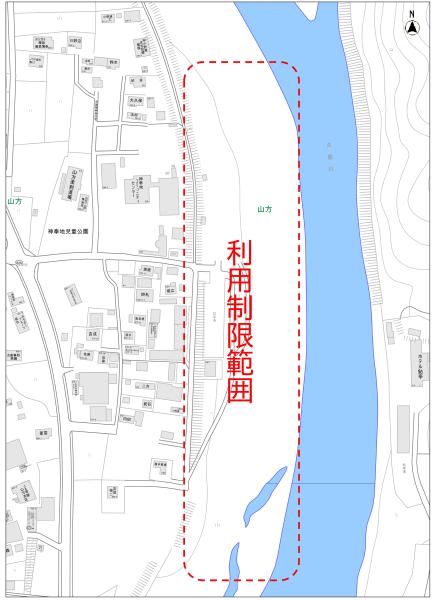 第43回あゆの里まつり 河川敷制限範囲図